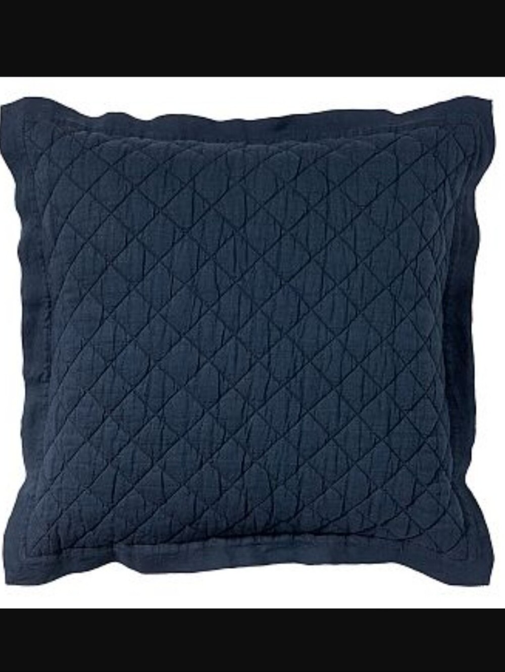 Pottery Barn Belgian Flax Linen Quilted Euro Shams Two 2 Pair Midnight Navy Blue